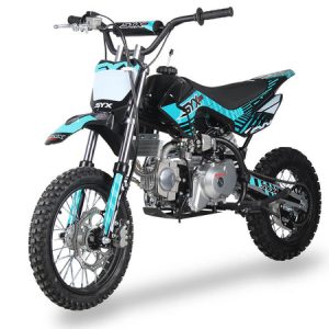 SYX Moto Roost Pro 125cc Pit Bike, Oil-Cooled, Electric Start, Automatic Shifting, (14/12) Wheels, Ages 12 and up - Teal/Black