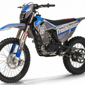 TrailMaster MX250-Pro Dirt Bike, 5-Speed Manual, Dual Disc Brakes, Electric Start (21/18) Wheels - Blue